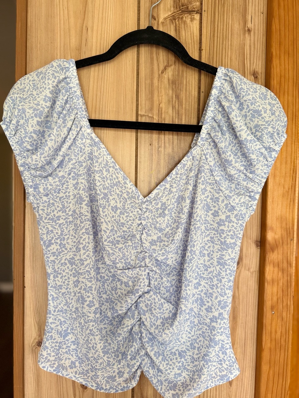 Sienna Sky Powder Blue Floral V-Neck Blouse